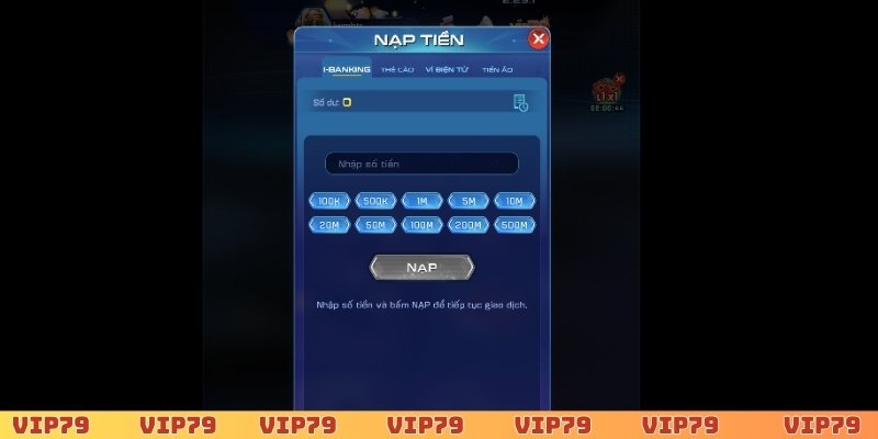 Cách nạp tiền tại VIP79